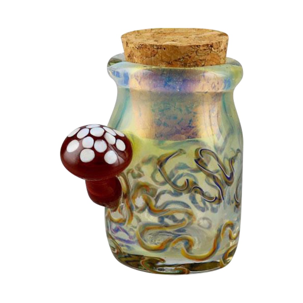 Mushroom Theme Glass Jar with a Cork